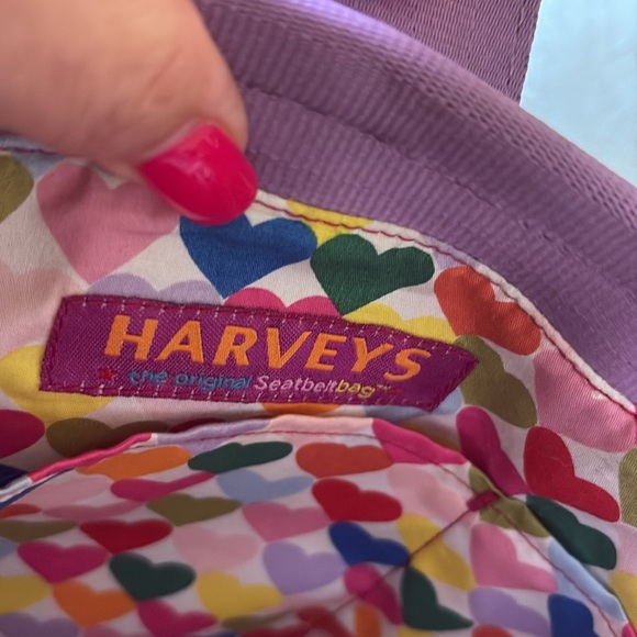 Harvey’s Original seatbelt weave tote handbag purple footed heart lining - Picture 3 of 11